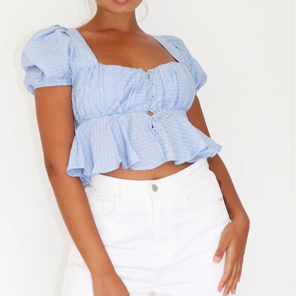 Button Up Puff Sleeve Blouse - Picture 4 of 4